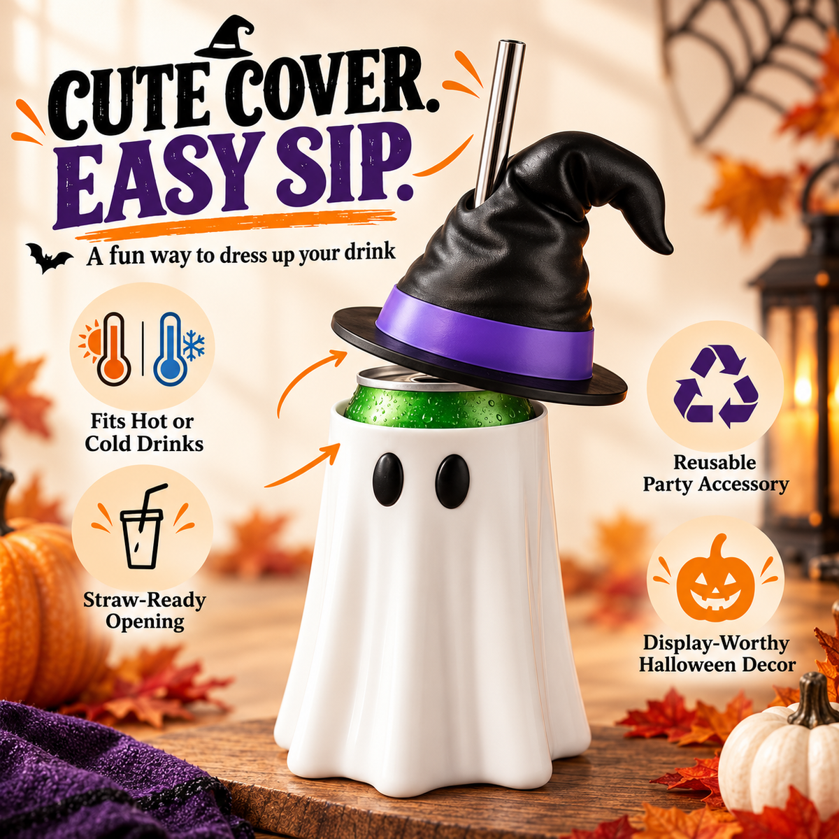 🔥Spooky Sips Ghost Drink Sleeve
