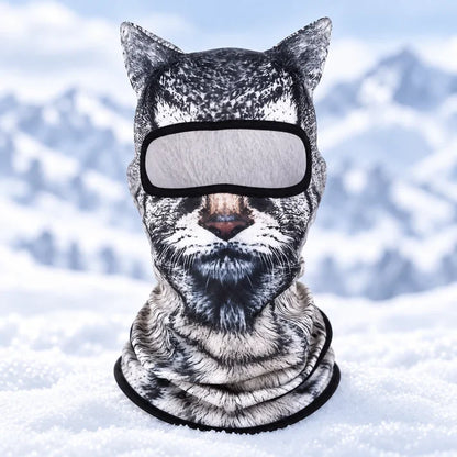 🔥3D Cat Ski Mask with Ears – Funny Windproof Balaclava for Skiing & Festivals