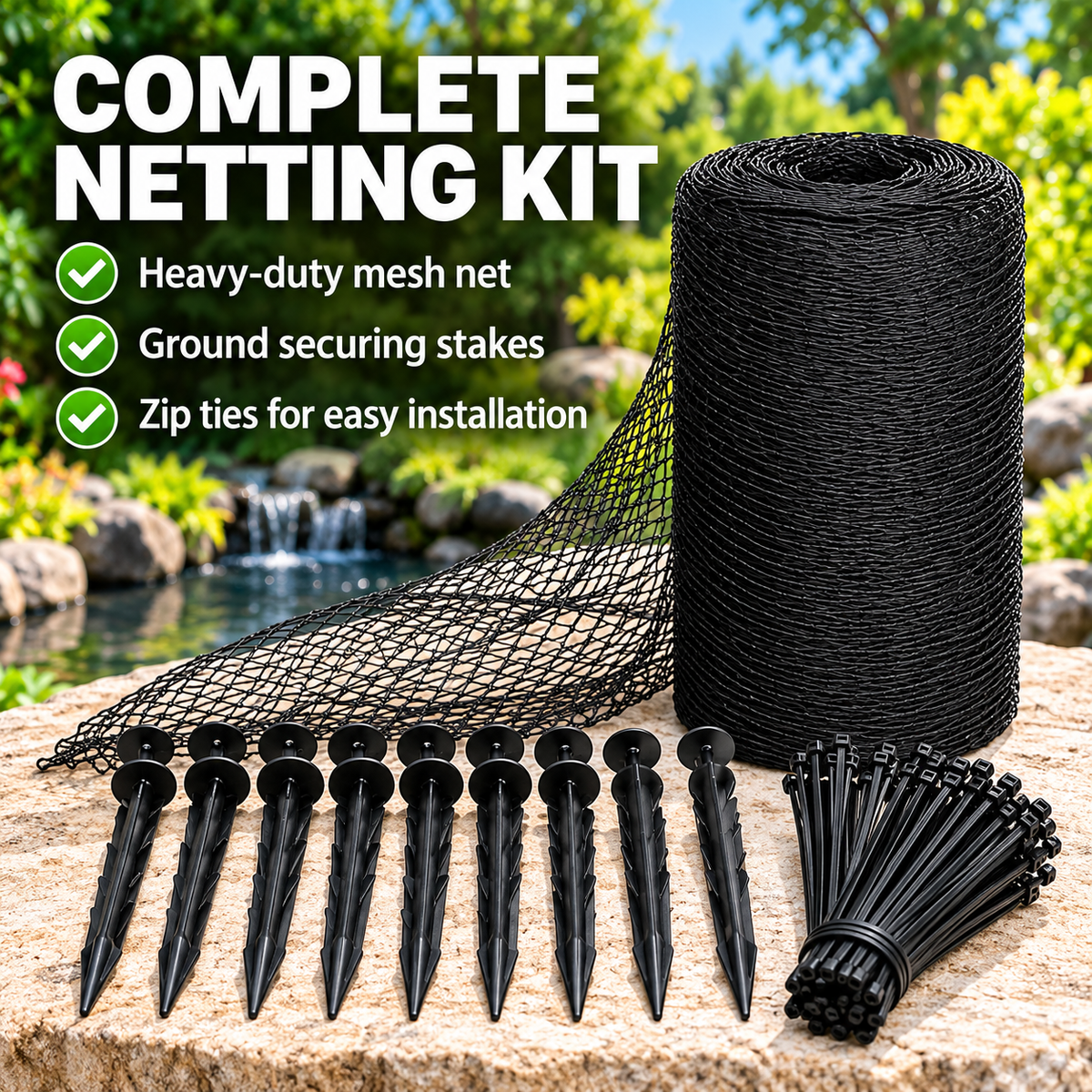 ✨Heavy-Duty Pond Netting Kit – Leaf & Predator Protection