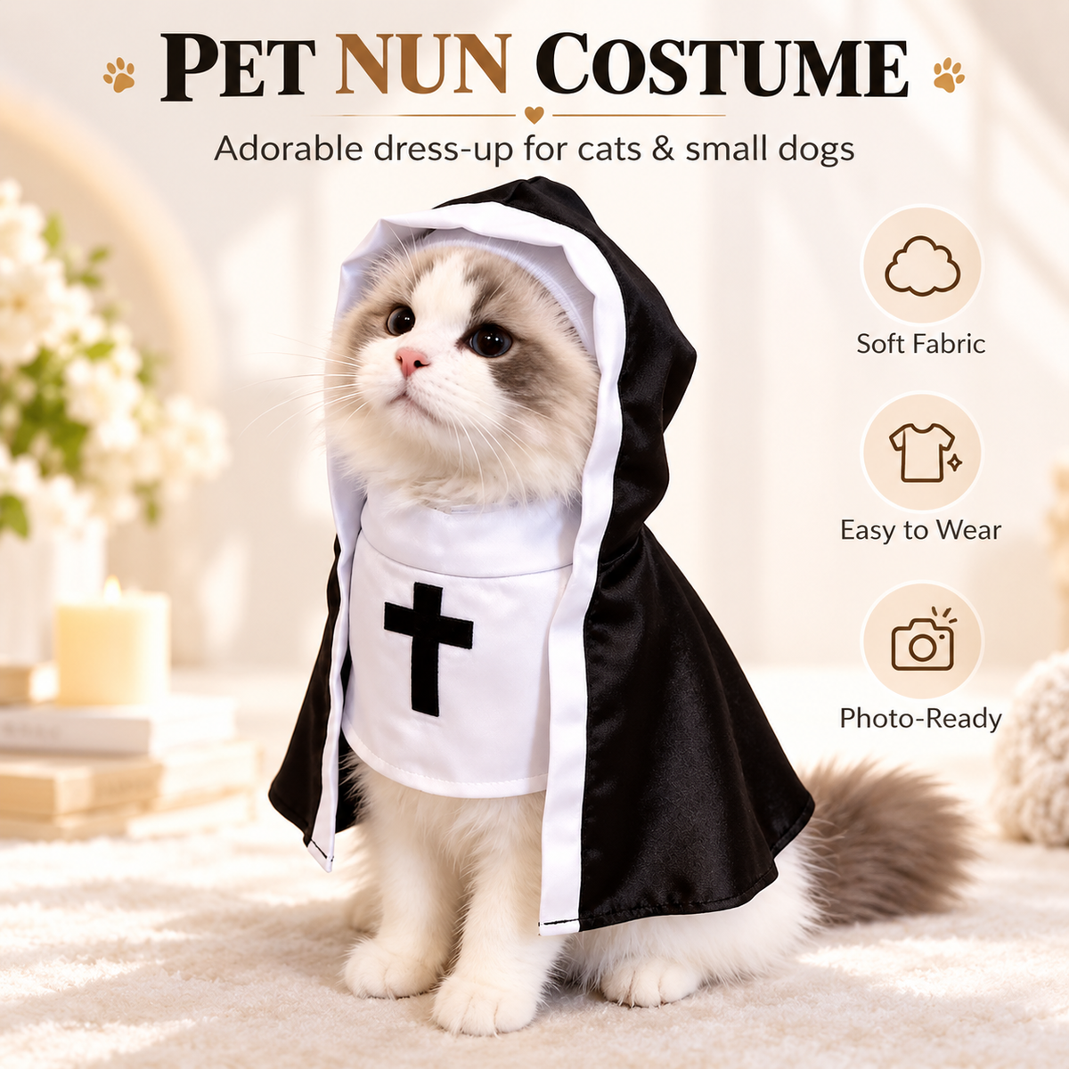 ✨Pet Nun Costume for Cats & Small Dogs🐈