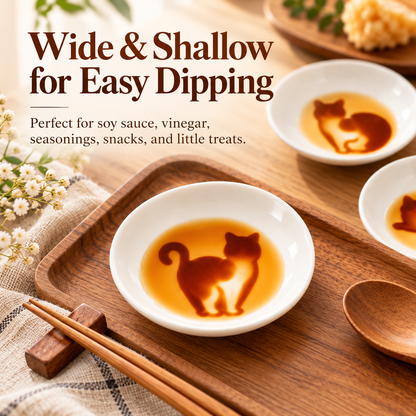 ✨6-Piece Hidden Cat Ceramic Sauce Dishes – Cute Embossed Dipping Bowl Set