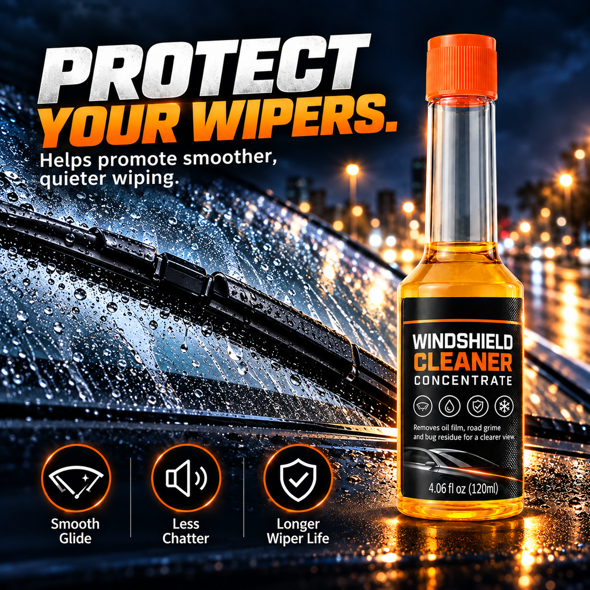 ✨2 Pcs Concentrated Windshield Washer Fluid – Oil Film & Bug Residue Cleaner, 120ml🌧️