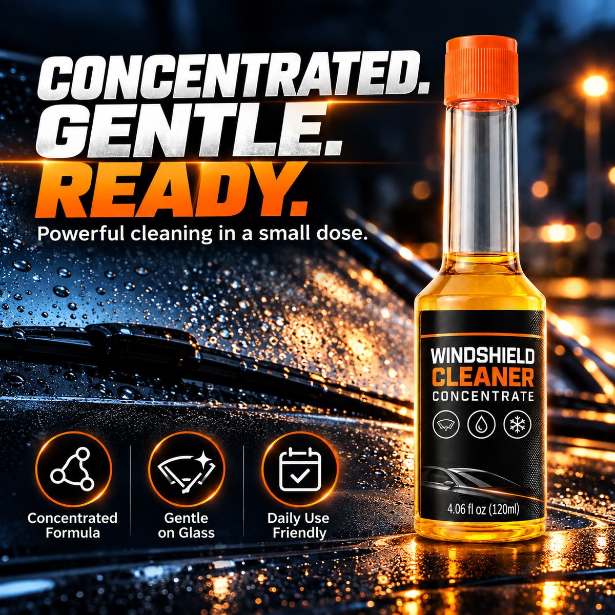 ✨2 Pcs Concentrated Windshield Washer Fluid – Oil Film & Bug Residue Cleaner, 120ml🌧️
