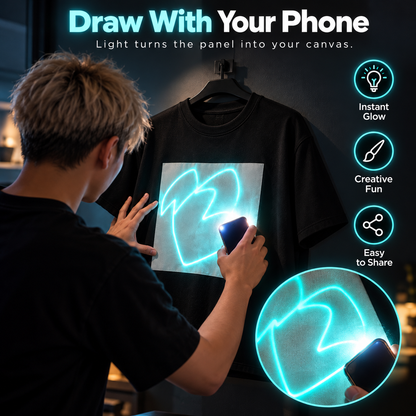 ✨Light Reactive Glow T-Shirt – Interactive Drawing Tee