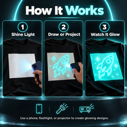 ✨Light Reactive Glow T-Shirt – Interactive Drawing Tee