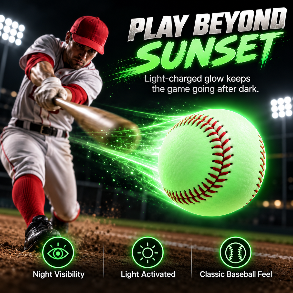 ✨Night Glow Baseball – Bright, Durable & Ready for After-Dark Play