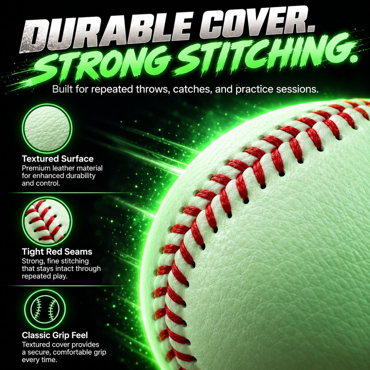 ✨Night Glow Baseball – Bright, Durable & Ready for After-Dark Play
