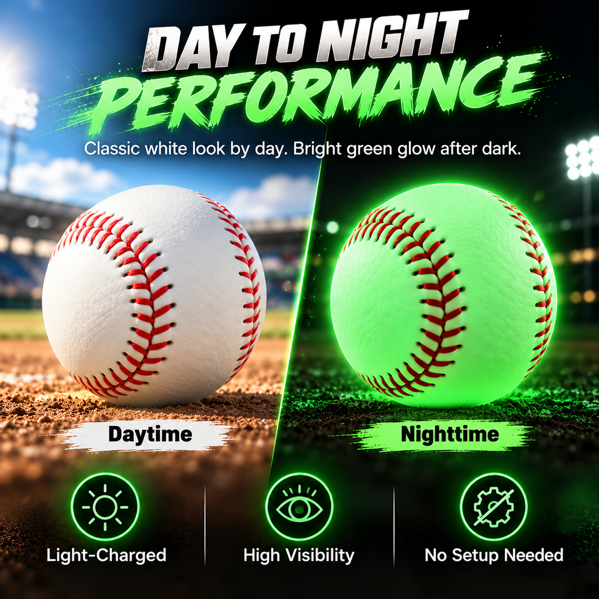 ✨Night Glow Baseball – Bright, Durable & Ready for After-Dark Play
