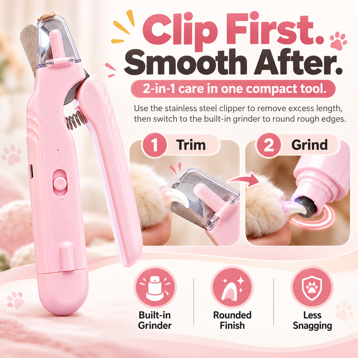 ✨2-in-1 LED Pet Nail Clipper & Grinder🐱