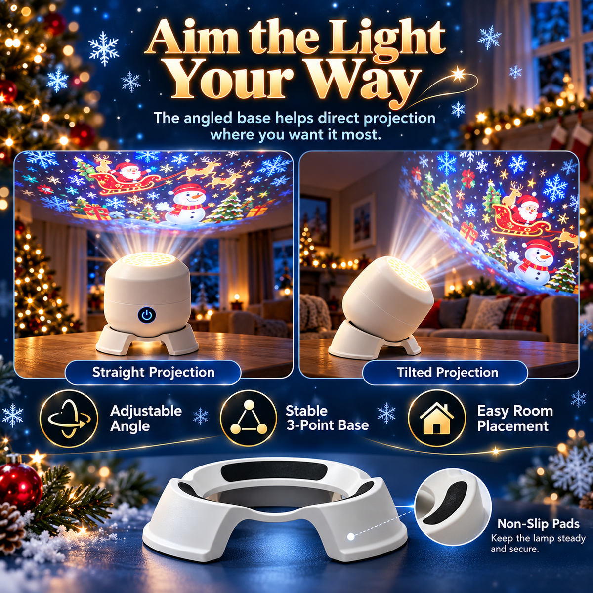 ✨Christmas Rotating Projector Light – 8 Festive Scenes🎄