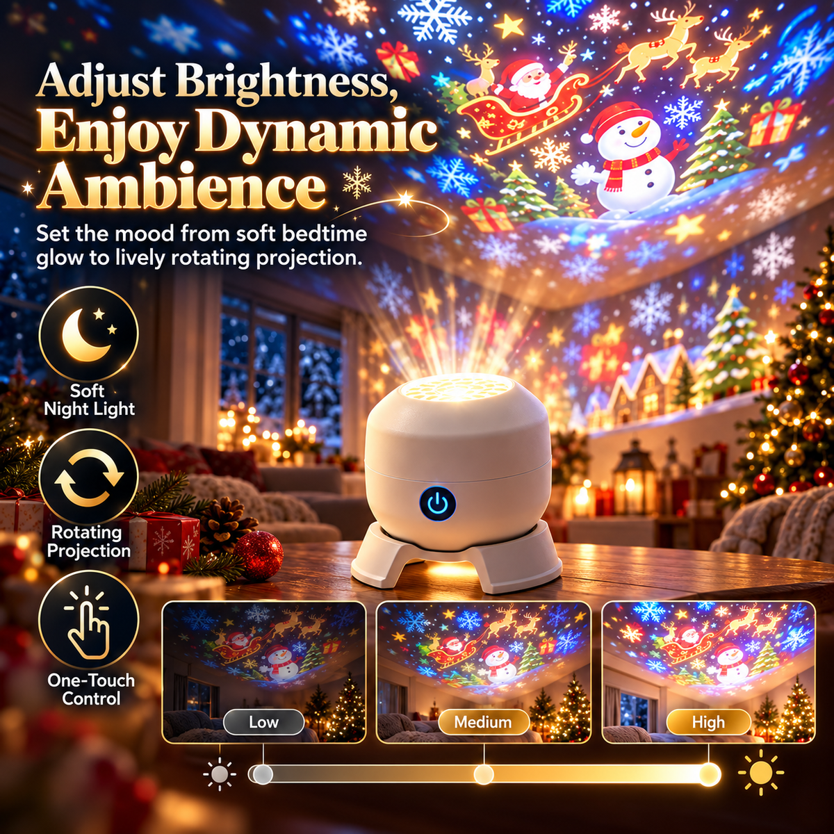 ✨Christmas Rotating Projector Light – 8 Festive Scenes🎄