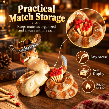✨Handmade Cowboy Matchstick Holders with Hat Striker — Rattlesnake Decor🐍