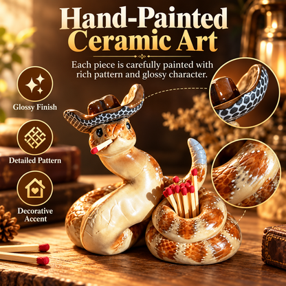 ✨Handmade Cowboy Matchstick Holders with Hat Striker — Rattlesnake Decor🐍