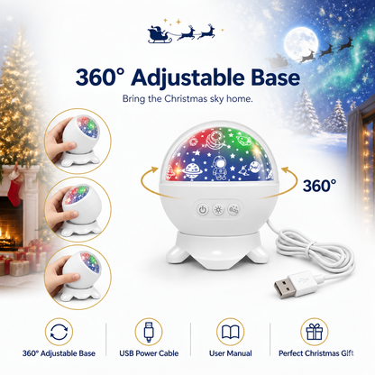 ❤️Christmas Sky Projector – 360° Snow & Santa Light Show