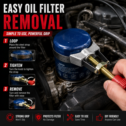 ✨NEW Auto Car Diameter Adjustable Oil Filter Removal Strap Wrench Tool,Car Oil Filter Wrench.