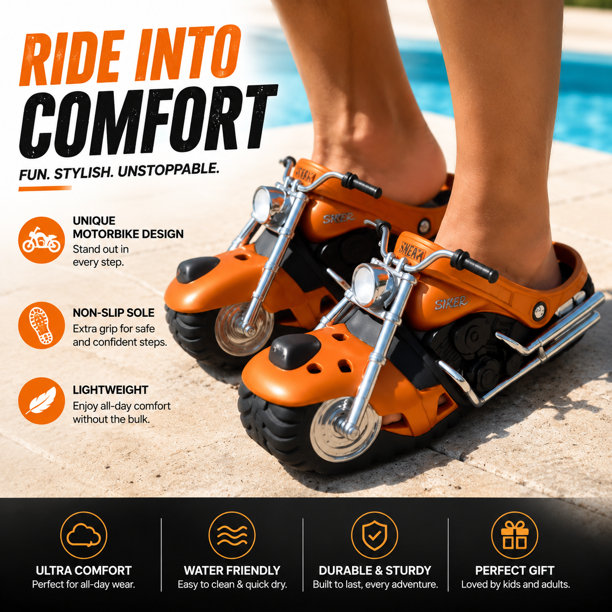 🔥🏍️ Ride-On Motorcycle Slippers™🔥