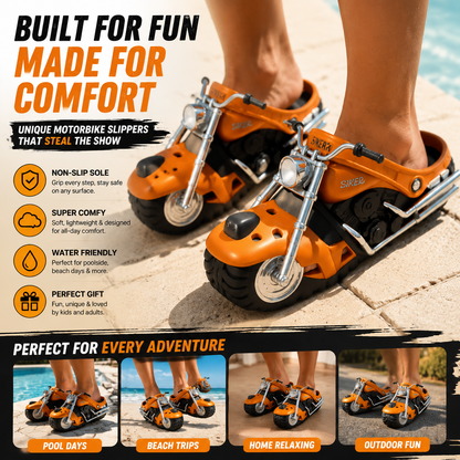 🔥🏍️ Ride-On Motorcycle Slippers™🔥