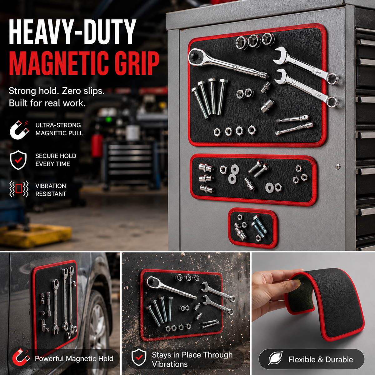🔥Double-sided Flexible Magnetic Tool Mat & Tray Holder 🛠️🧲