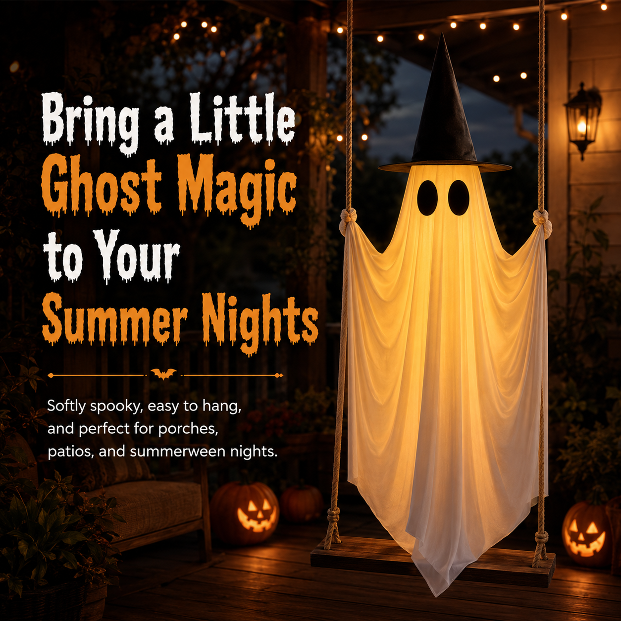 ✨Halloween Hanging Swinging Ghost（Free Wizard Hat Included）