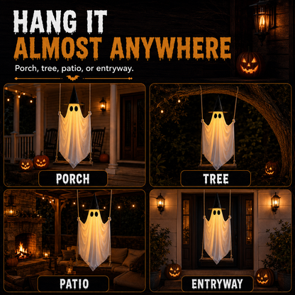✨Halloween Hanging Swinging Ghost（Free Wizard Hat Included）