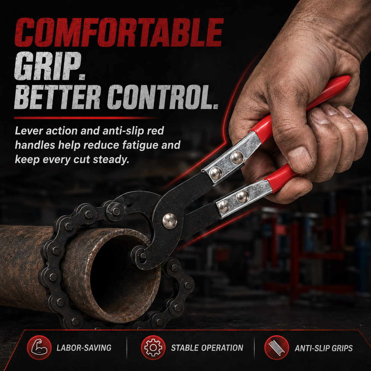 ✨Exhaust Cutter, Cuts 3/4" to 3-1/4" Pipe, Durable Chain Cutter Tool⚡