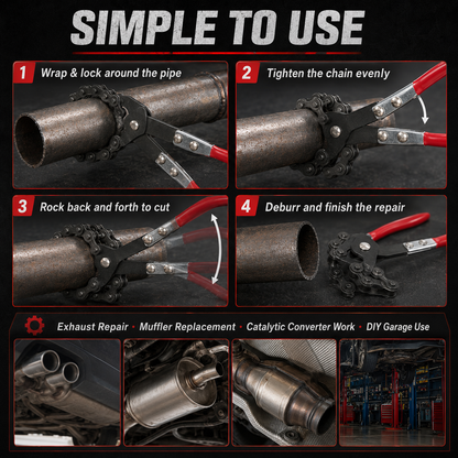✨Exhaust Cutter, Cuts 3/4" to 3-1/4" Pipe, Durable Chain Cutter Tool⚡