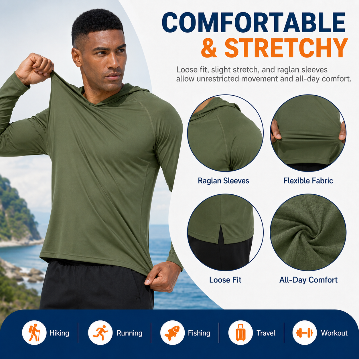 🔥Men's UPF 50+ Sun Shirt, UV Protection Hoodie --BUY 2 FREE SHIPPING