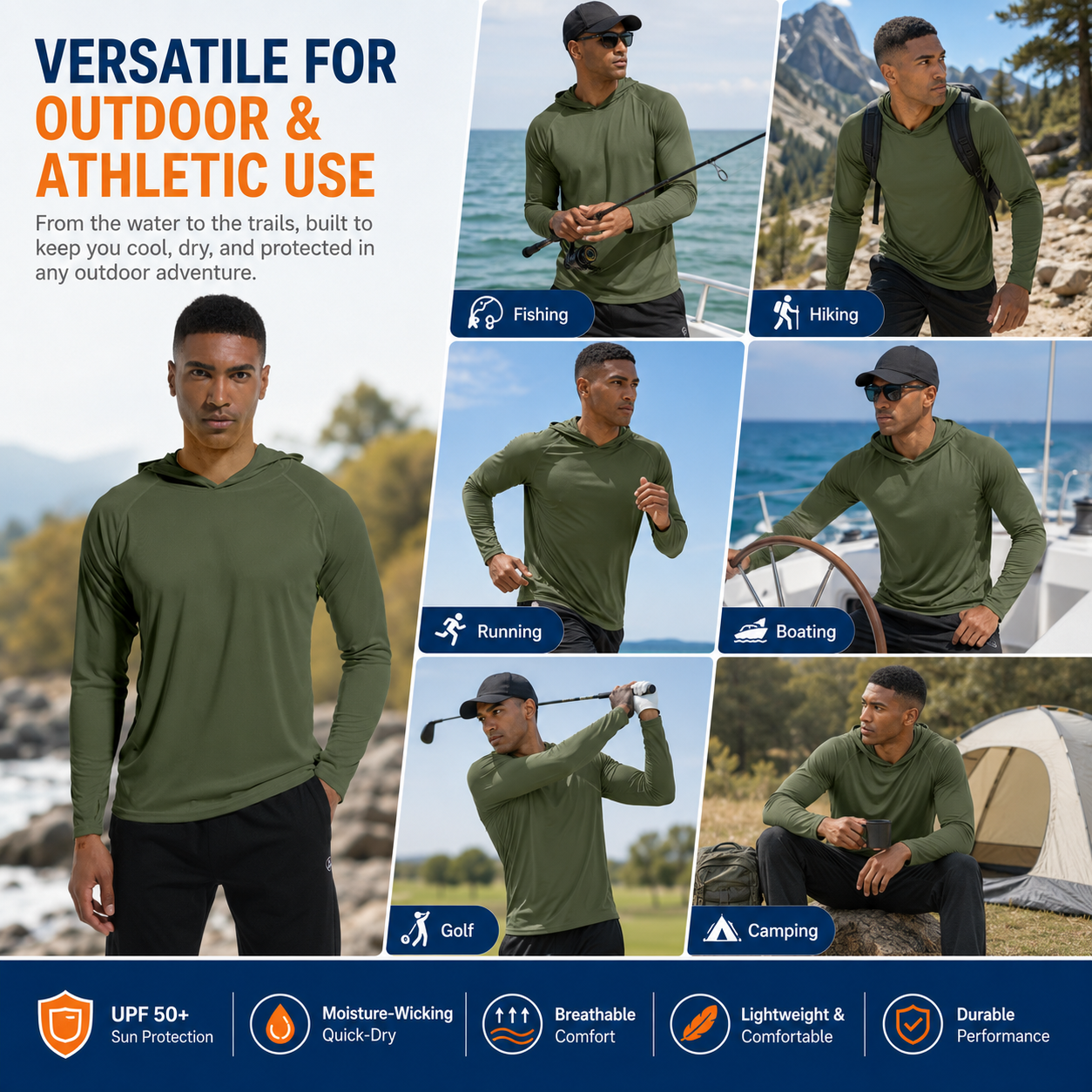 🔥Men's UPF 50+ Sun Shirt, UV Protection Hoodie --BUY 2 FREE SHIPPING