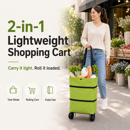 ✨LAST DAY 50% OFF-2 in 1 Lightweight Collapsible Shopping Cart