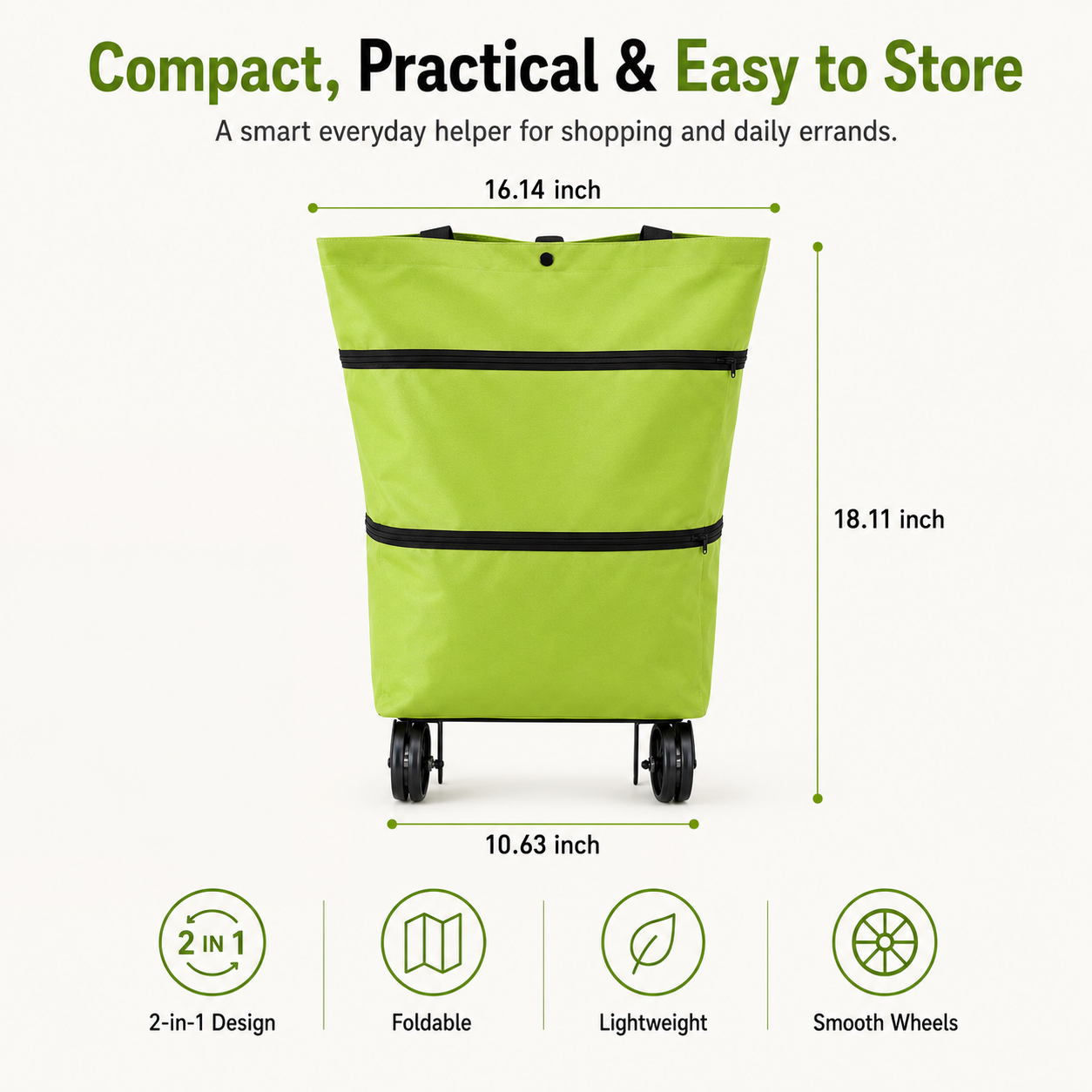 ✨LAST DAY 50% OFF-2 in 1 Lightweight Collapsible Shopping Cart