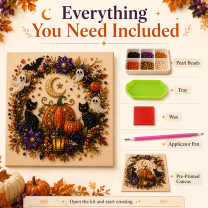 🔥👻 Halloween Pearl Art DIY Kit – Turn Tiny Pearls into Spooky-Cute Magic