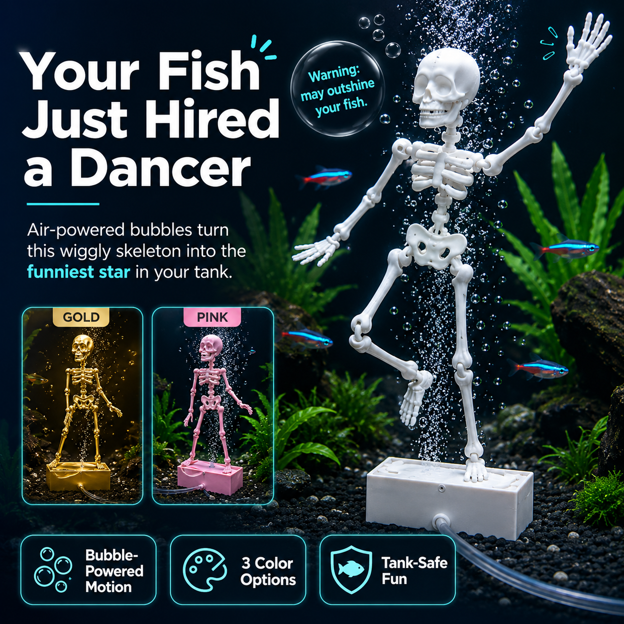 ✨Dancing Skeleton Bubble Aquarium Ornament