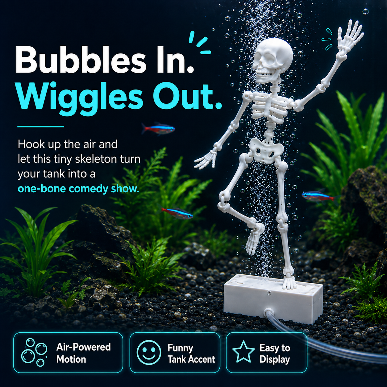 ✨Dancing Skeleton Bubble Aquarium Ornament