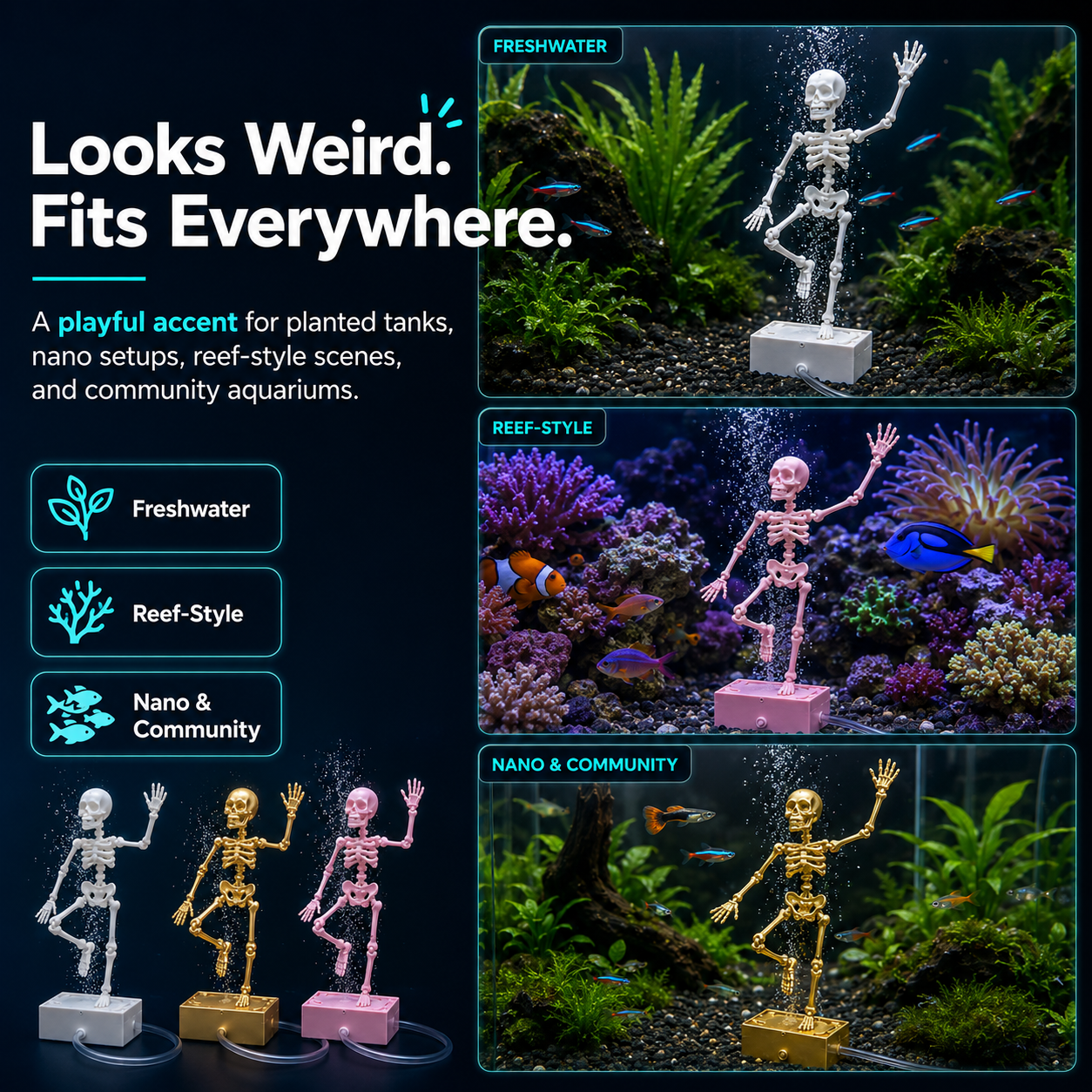 ✨Dancing Skeleton Bubble Aquarium Ornament
