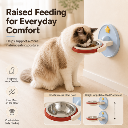 🔥2-in-1 Wall Mounted & Elevated Cat Bowl