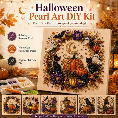 🎖️👻 Halloween Pearl Art DIY Kit – Turn Tiny Pearls into Spooky-Cute Magic