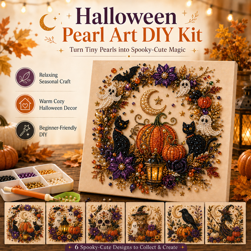 🎖️👻 Halloween Pearl Art DIY Kit – Turn Tiny Pearls into Spooky-Cute Magic