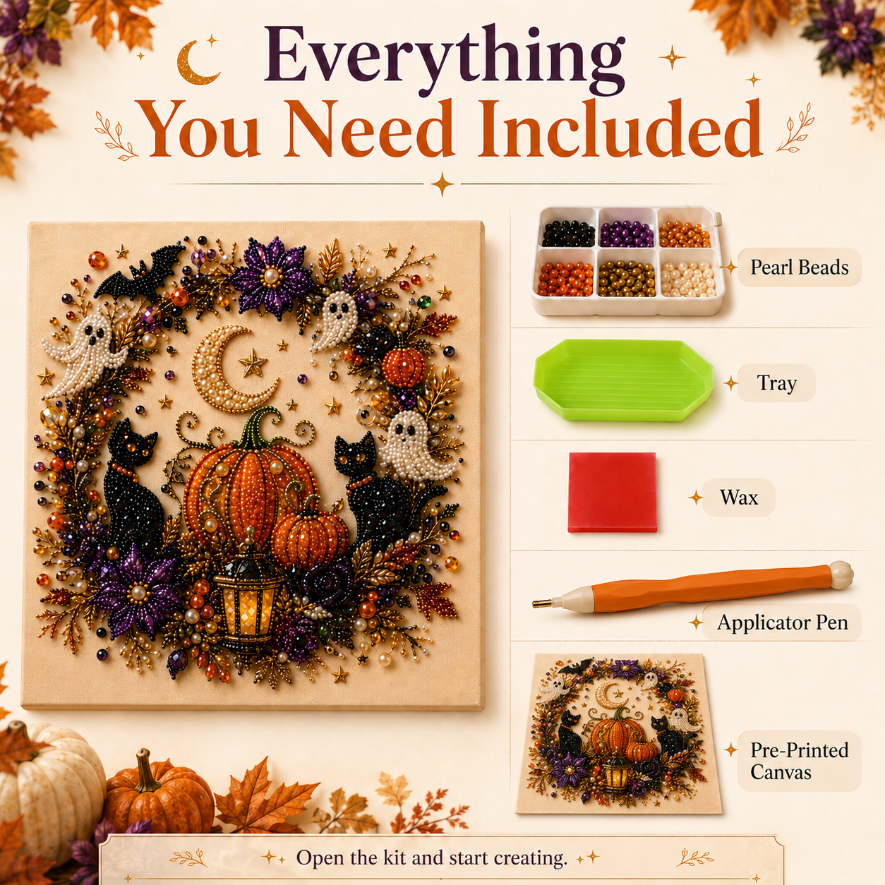 🎖️👻 Halloween Pearl Art DIY Kit – Turn Tiny Pearls into Spooky-Cute Magic