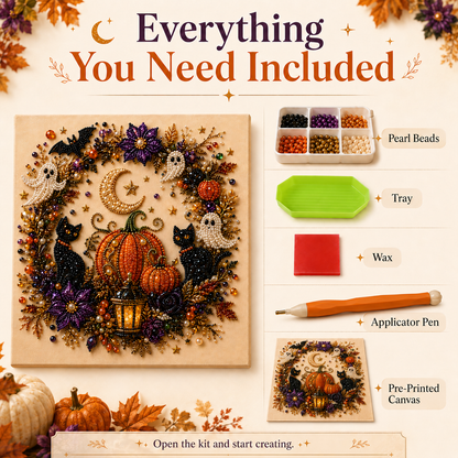 🎖️👻 Halloween Pearl Art DIY Kit – Turn Tiny Pearls into Spooky-Cute Magic