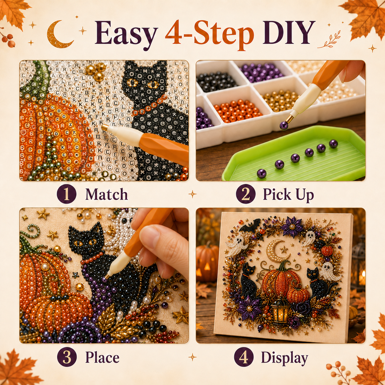 🎖️👻 Halloween Pearl Art DIY Kit – Turn Tiny Pearls into Spooky-Cute Magic