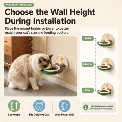 ✨2-in-1 wall-mounted/elevated cat bowl