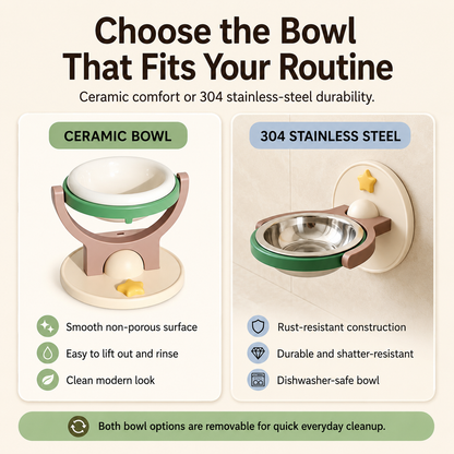 ✨2-in-1 wall-mounted/elevated cat bowl