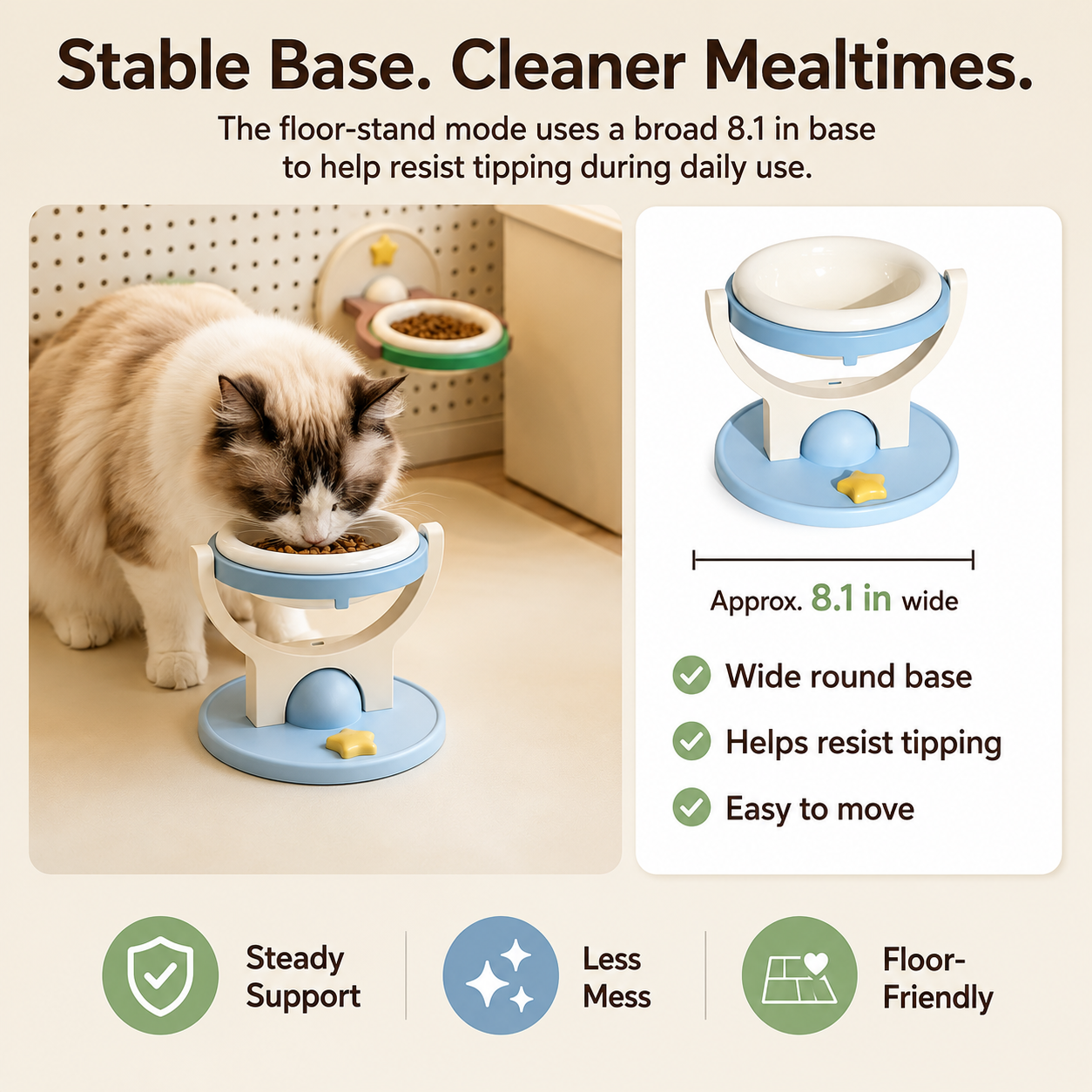 ✨2-in-1 wall-mounted/elevated cat bowl