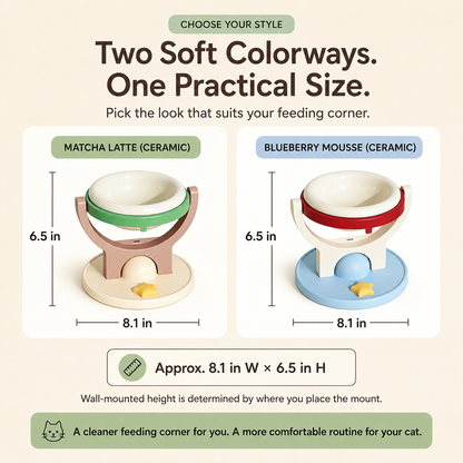 ✨2-in-1 wall-mounted/elevated cat bowl