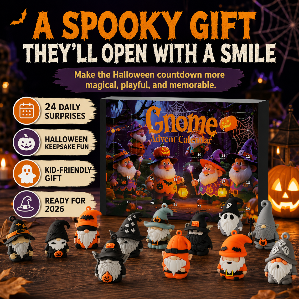 ✨2026 Gnome Advent Calendar,Halloween Countdown Advent Calendar(3D NOT Acrylic)