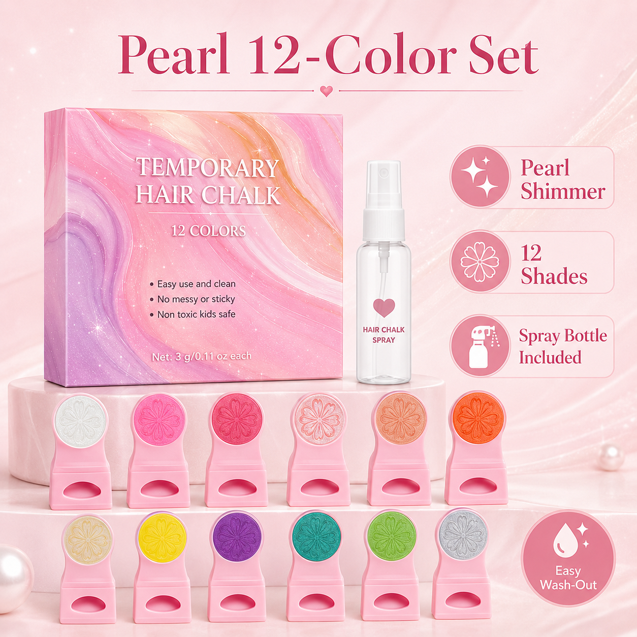 ✨12 Pcs Temporary Hair Chalk Kit