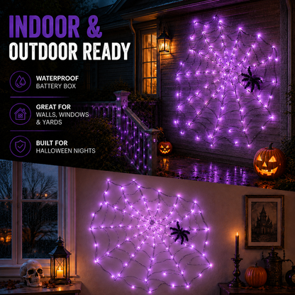 🔥🎃 Halloween LED Giant Spider Web Light