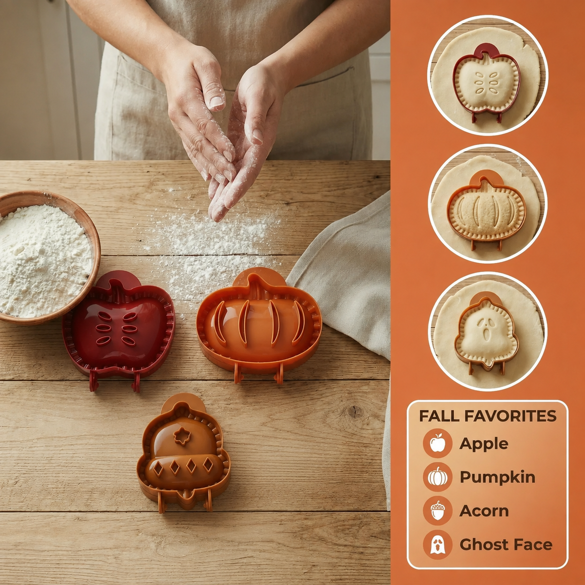 🔥3Pcs Set Classic Mini Hand Pie Molds, Pocket Pie Press, Dough Pocket Pie Presser Molds