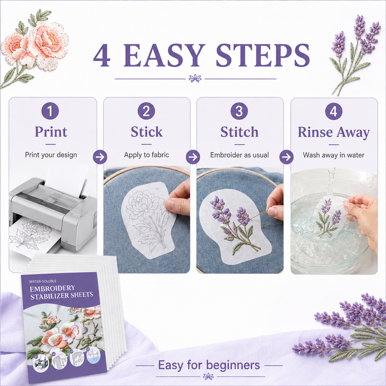 ✨Sticky Water Soluble Embroidery Stickers