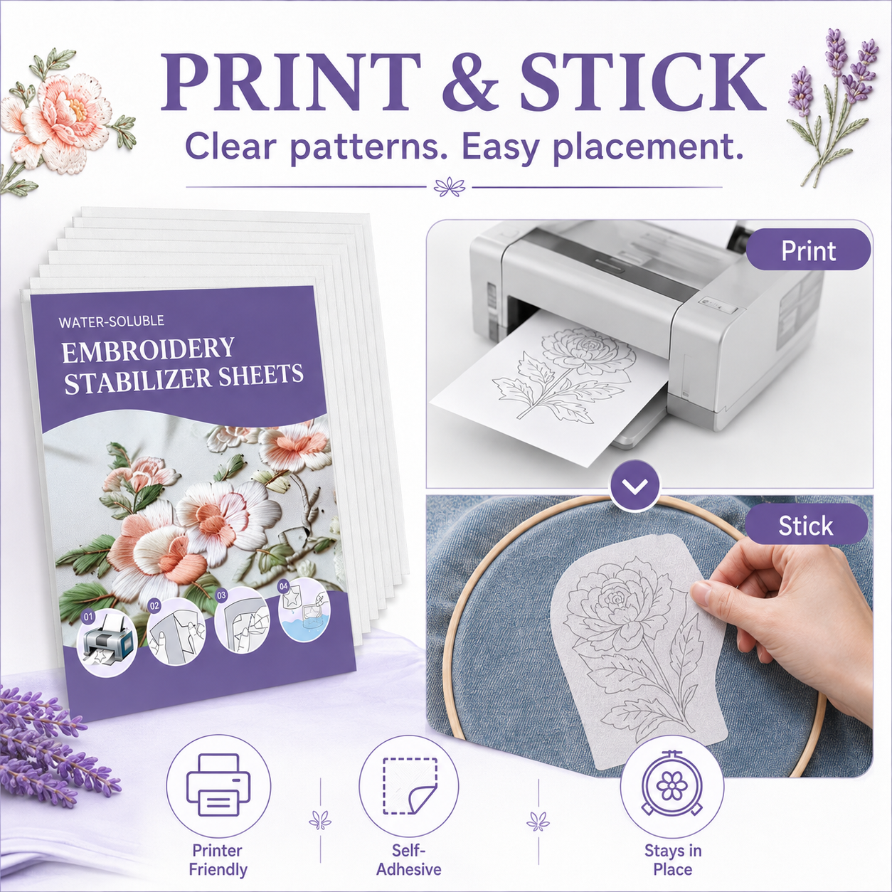 ✨Sticky Water Soluble Embroidery Stickers